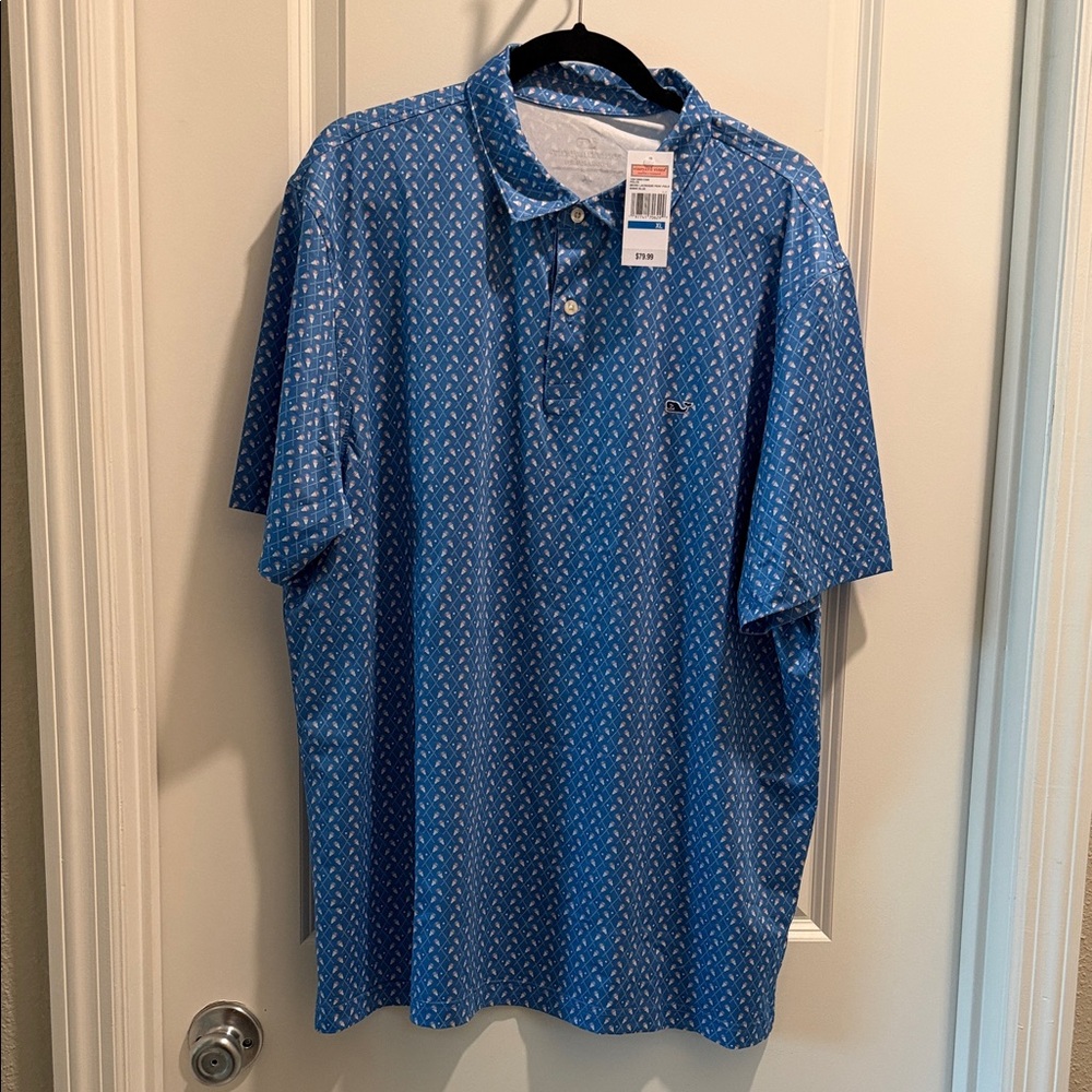 Vineyard Vines Blue Patterned Polo Shirt